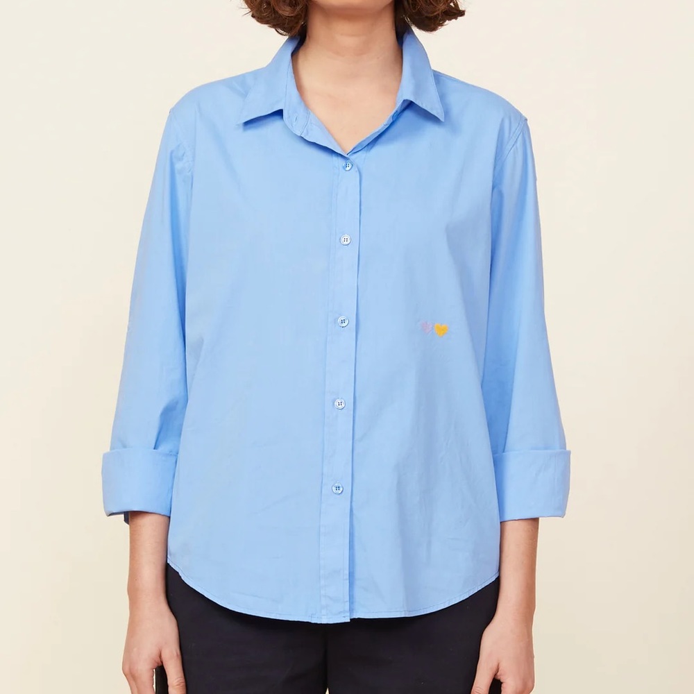 Monrow poplin button down with hearts